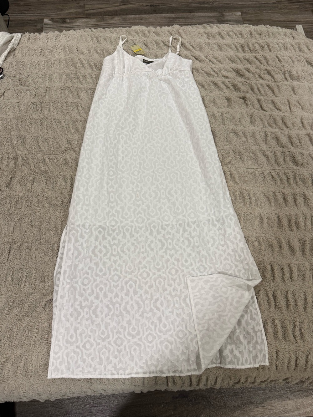 Tommy Bahama White Spaghetti-Strap Maxi Dress with Subtle Pattern